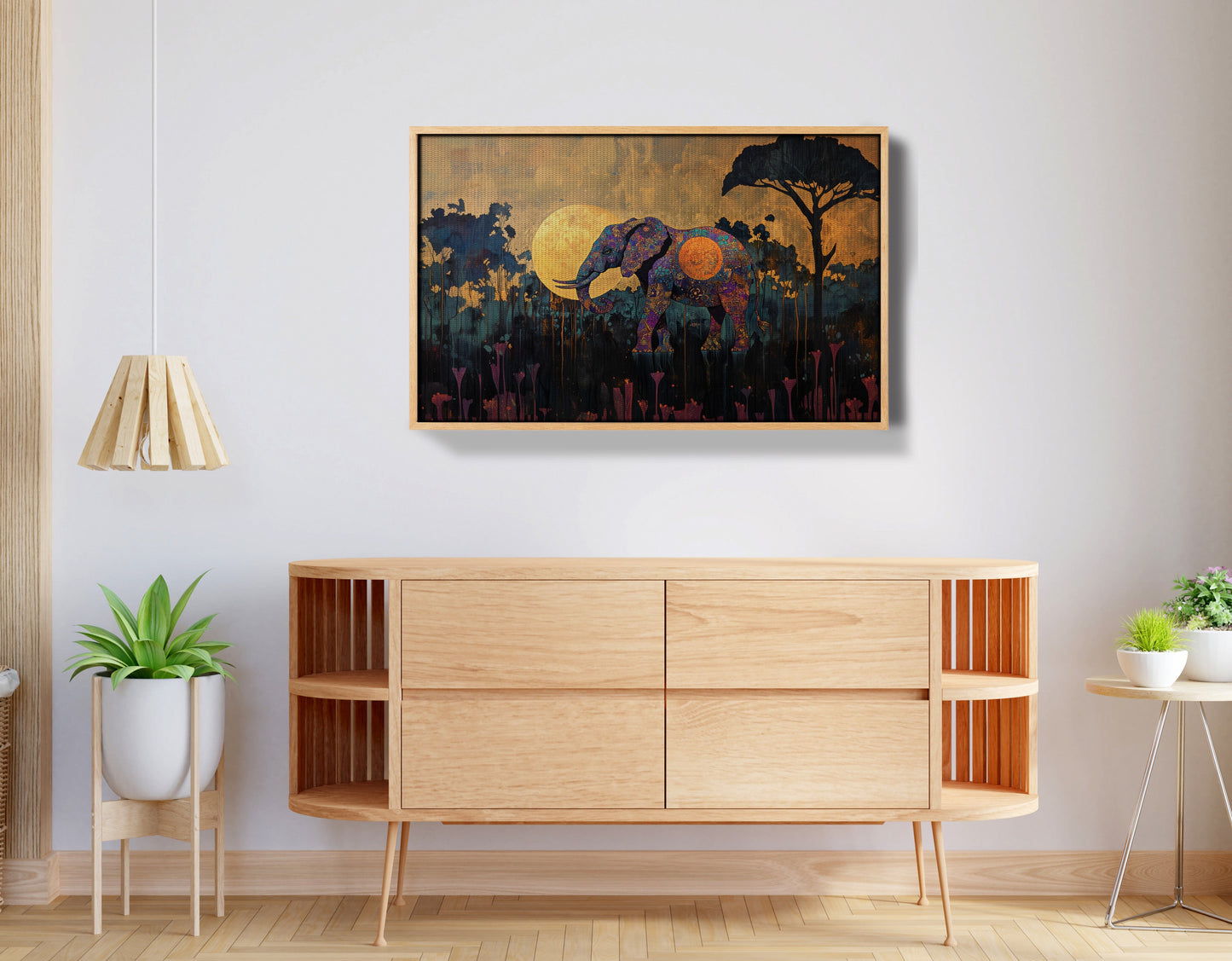 Elephant Moon Safari African American canvas print view 50