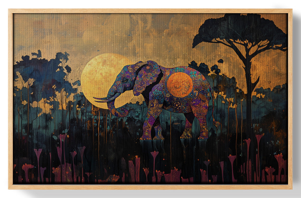 Elephant Moon Safari African American canvas print view 49