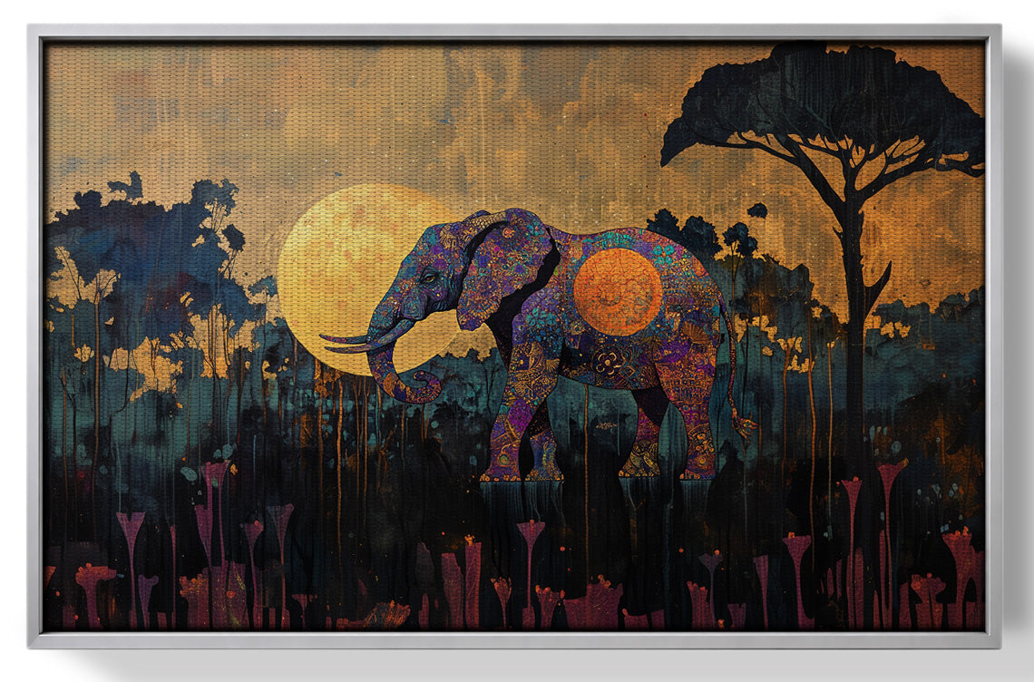 Elephant Moon Safari African American canvas print view 55