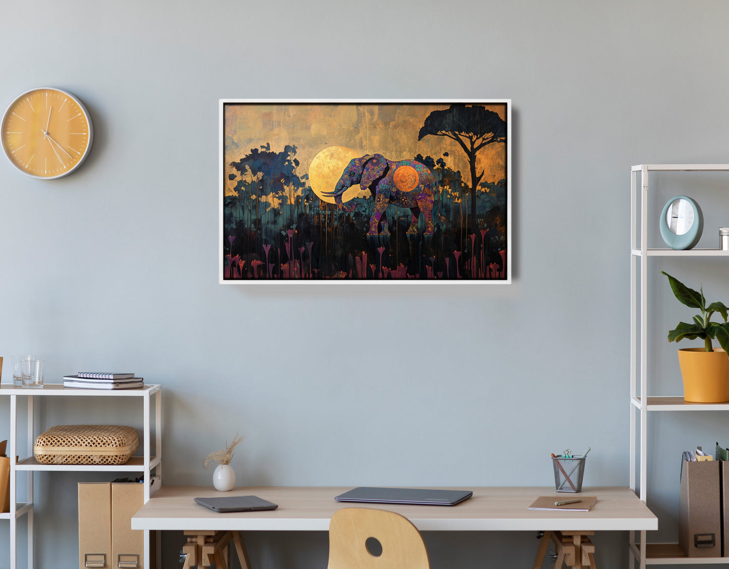 Elephant Moon Safari African American canvas print view 66