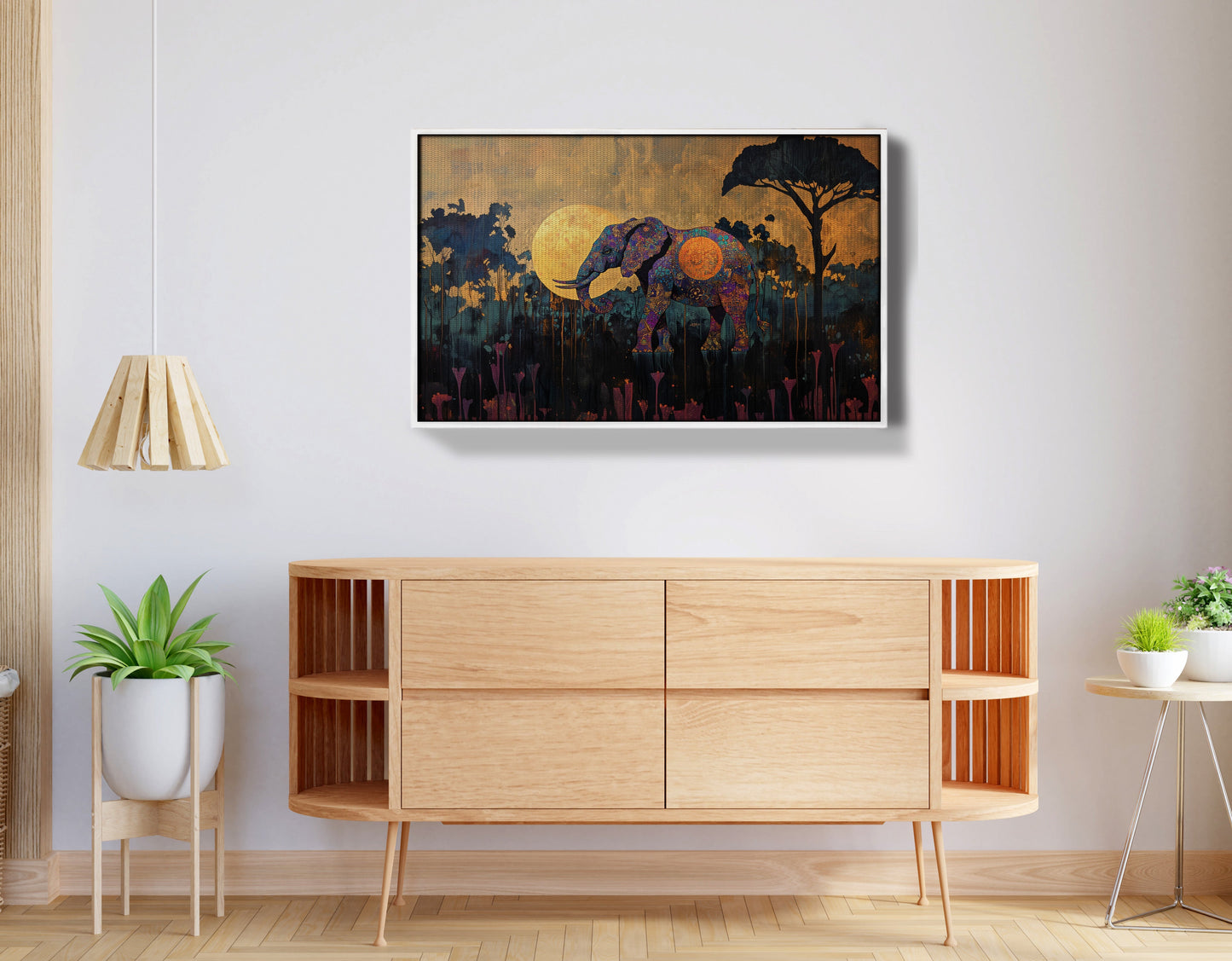 Elephant Moon Safari African American canvas print view 62