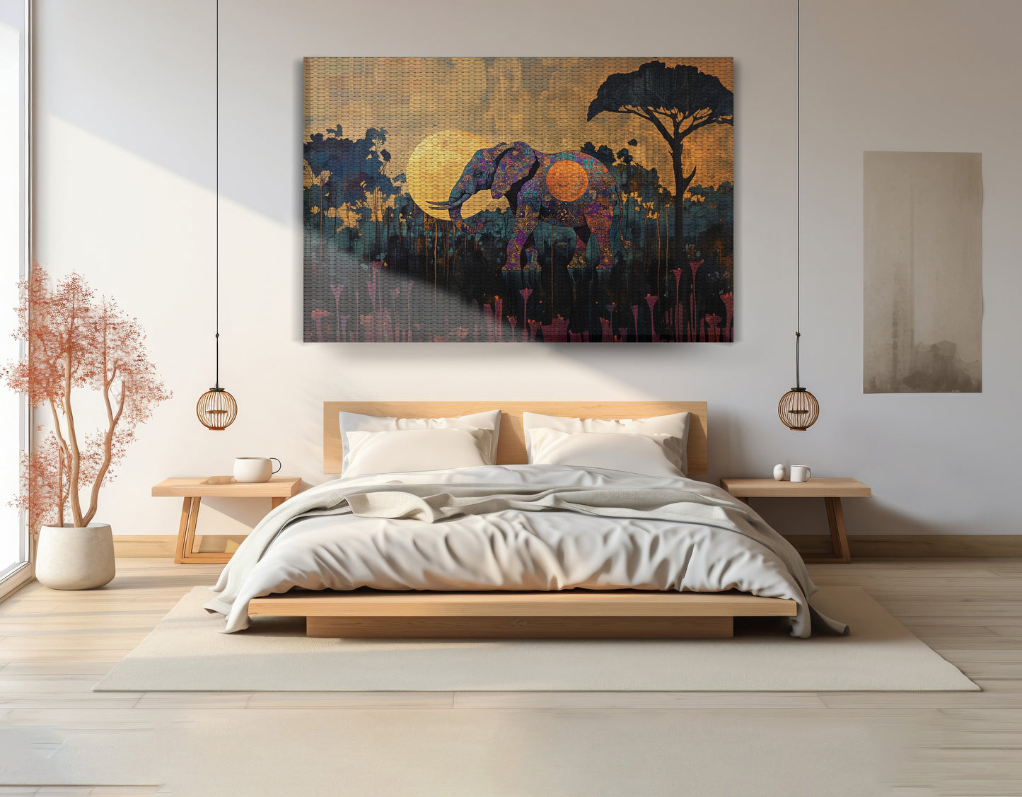 Elephant Moon Safari African American canvas print view 15