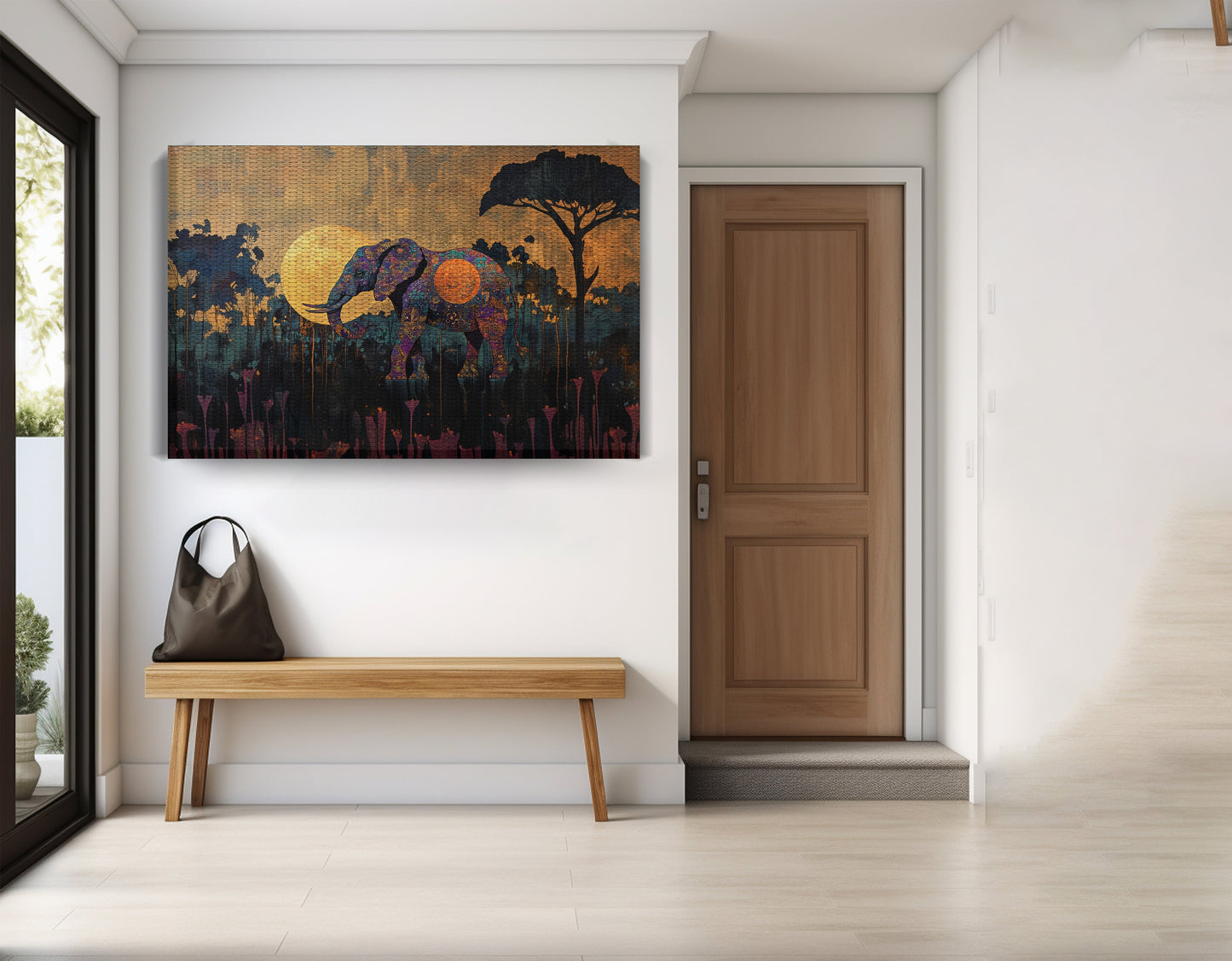 Elephant Moon Safari African American canvas print view 17