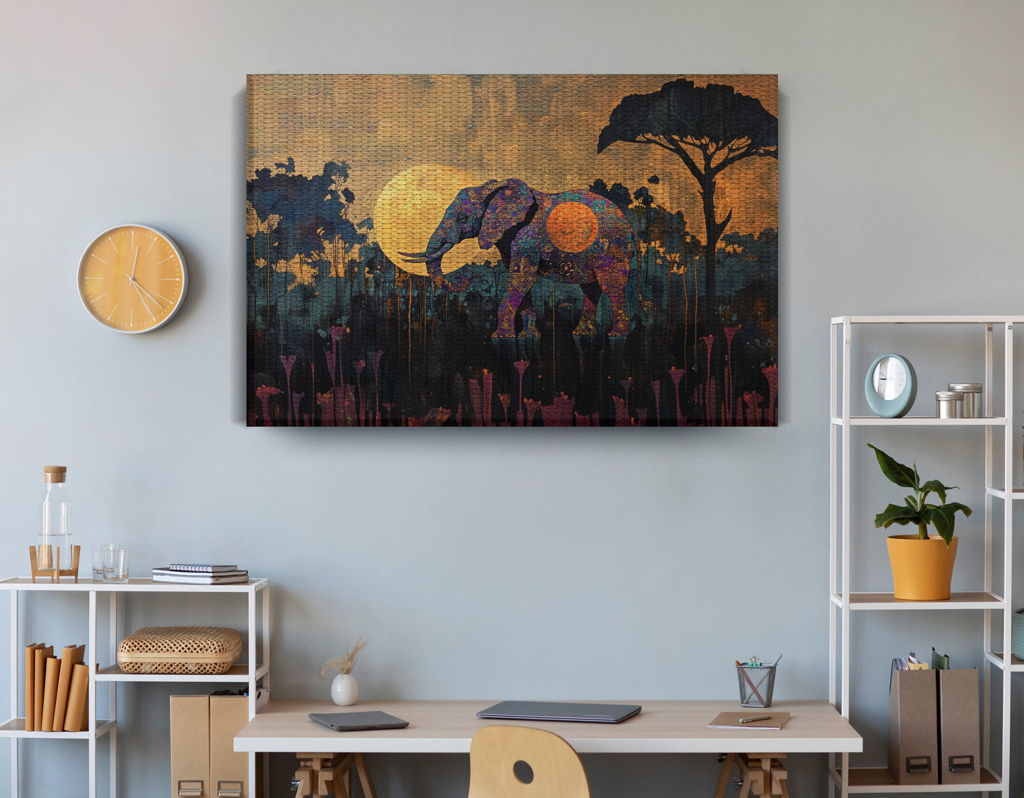 Elephant Moon Safari African American canvas print view 18