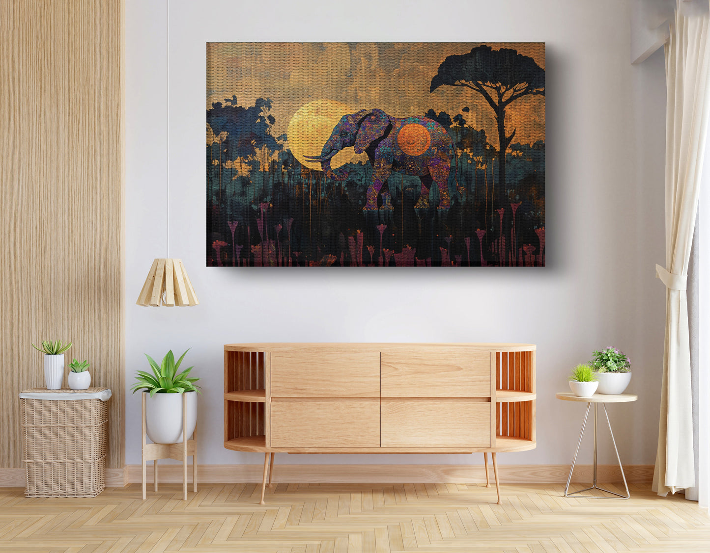Elephant Moon Safari African American canvas print view 14