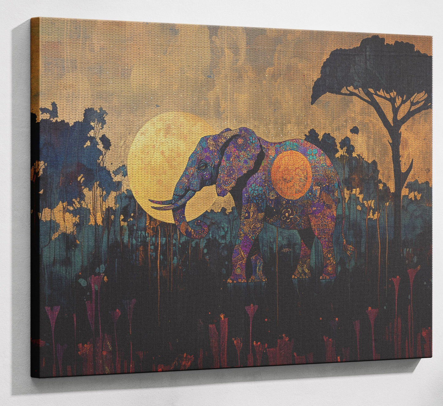Elephant Moon Safari African American canvas print view 13