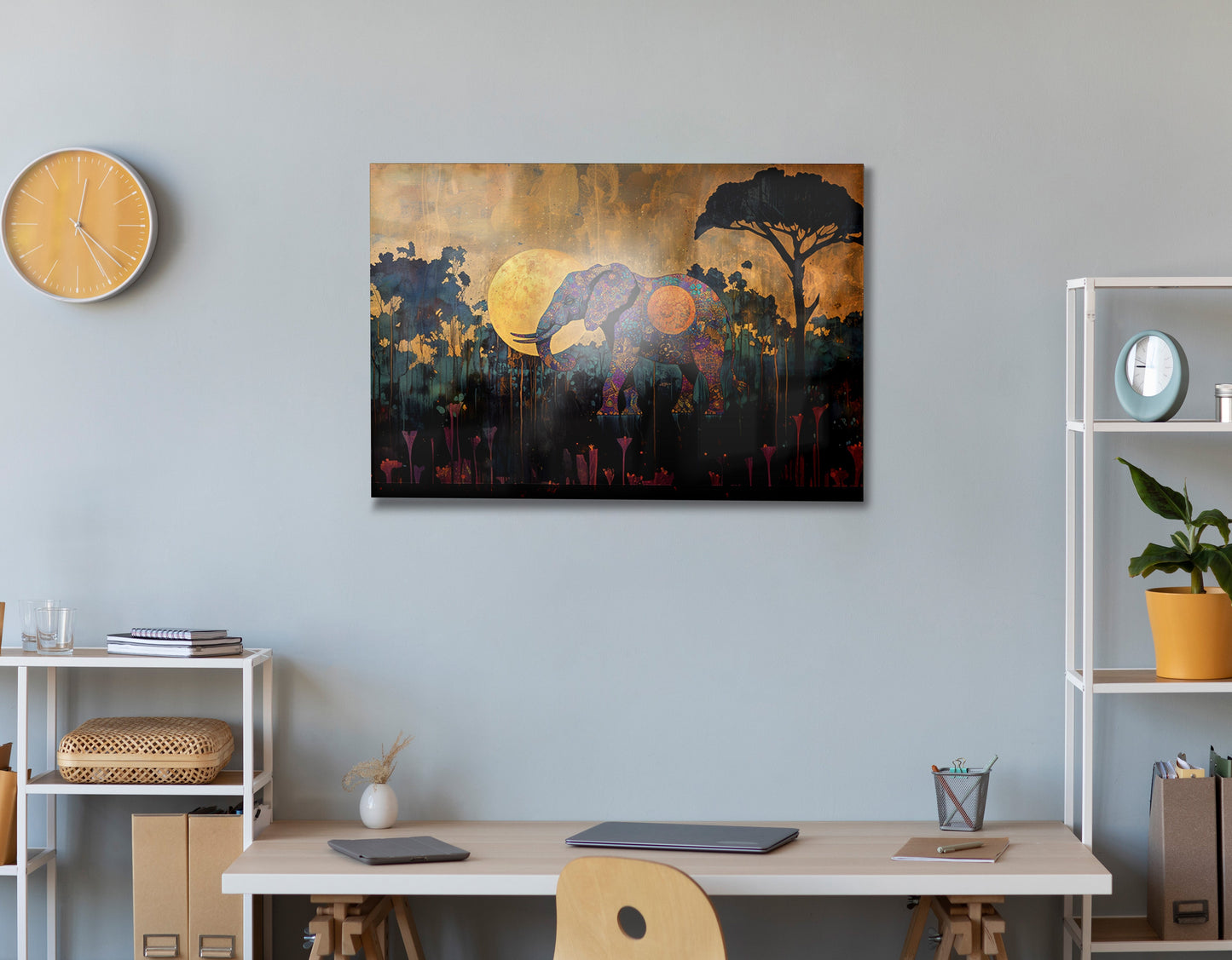 Elephant Moon Safari African American canvas print view 24