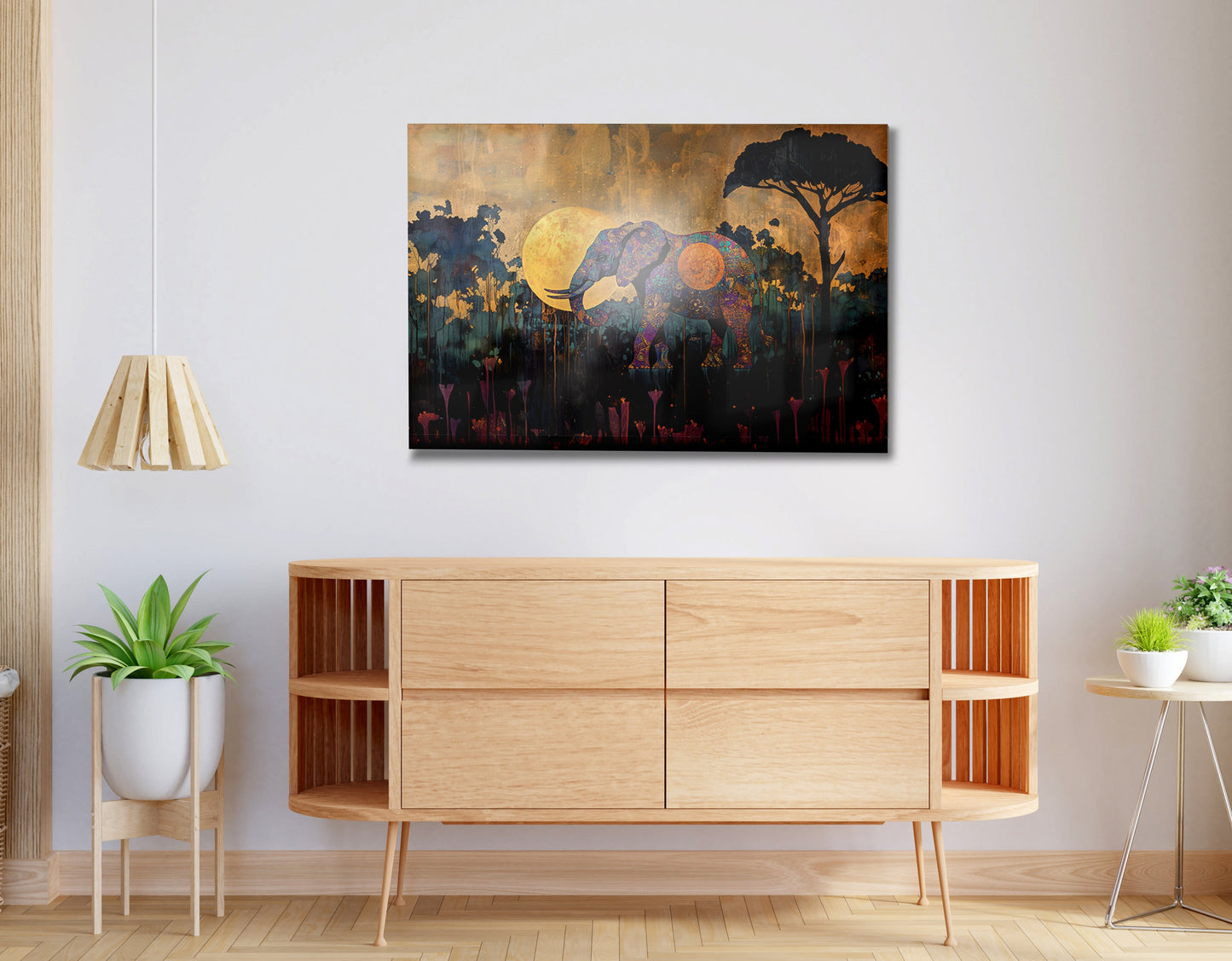 Elephant Moon Safari African American canvas print view 20