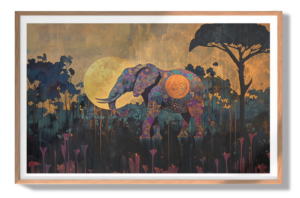 Elephant Moon Safari African American canvas print view 79