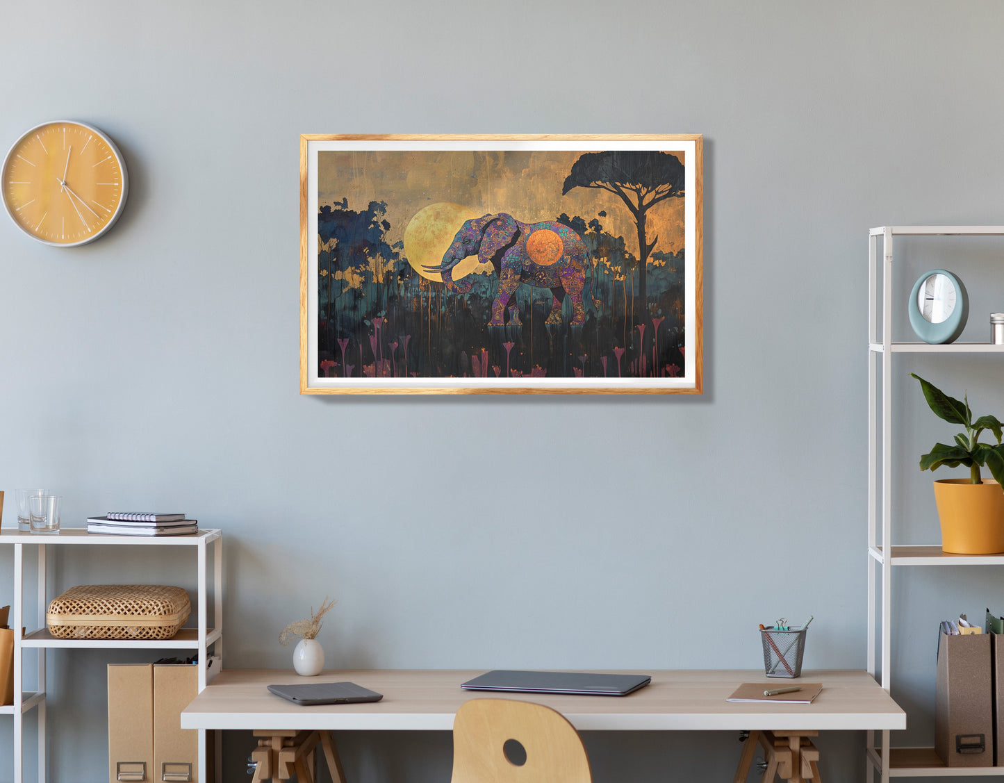 Elephant Moon Safari African American canvas print view 78