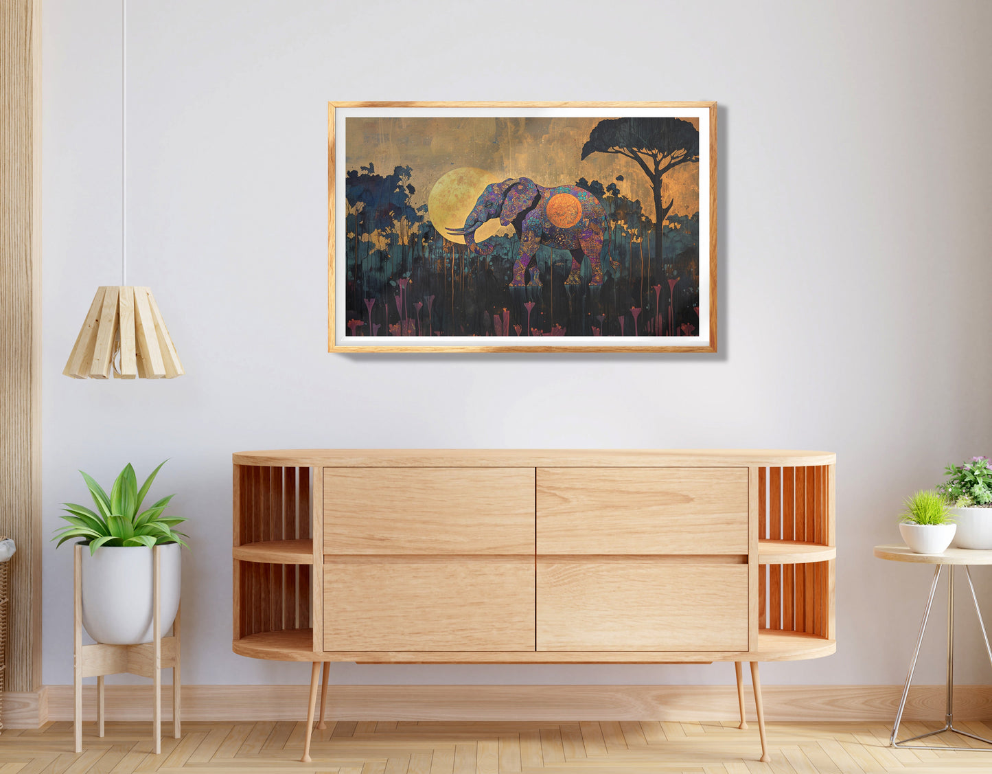 Elephant Moon Safari African American canvas print view 74