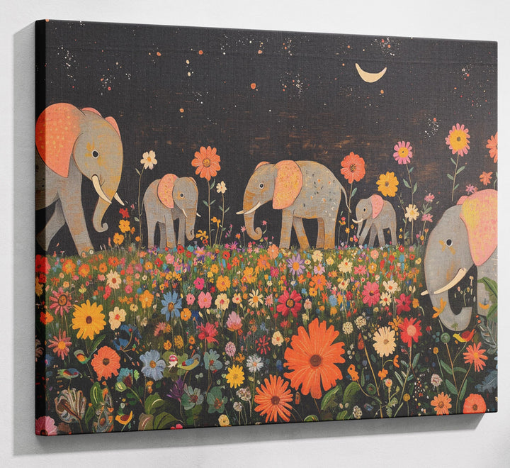 Elephant Family Floral African American canvas print canvas print with visible wall art format