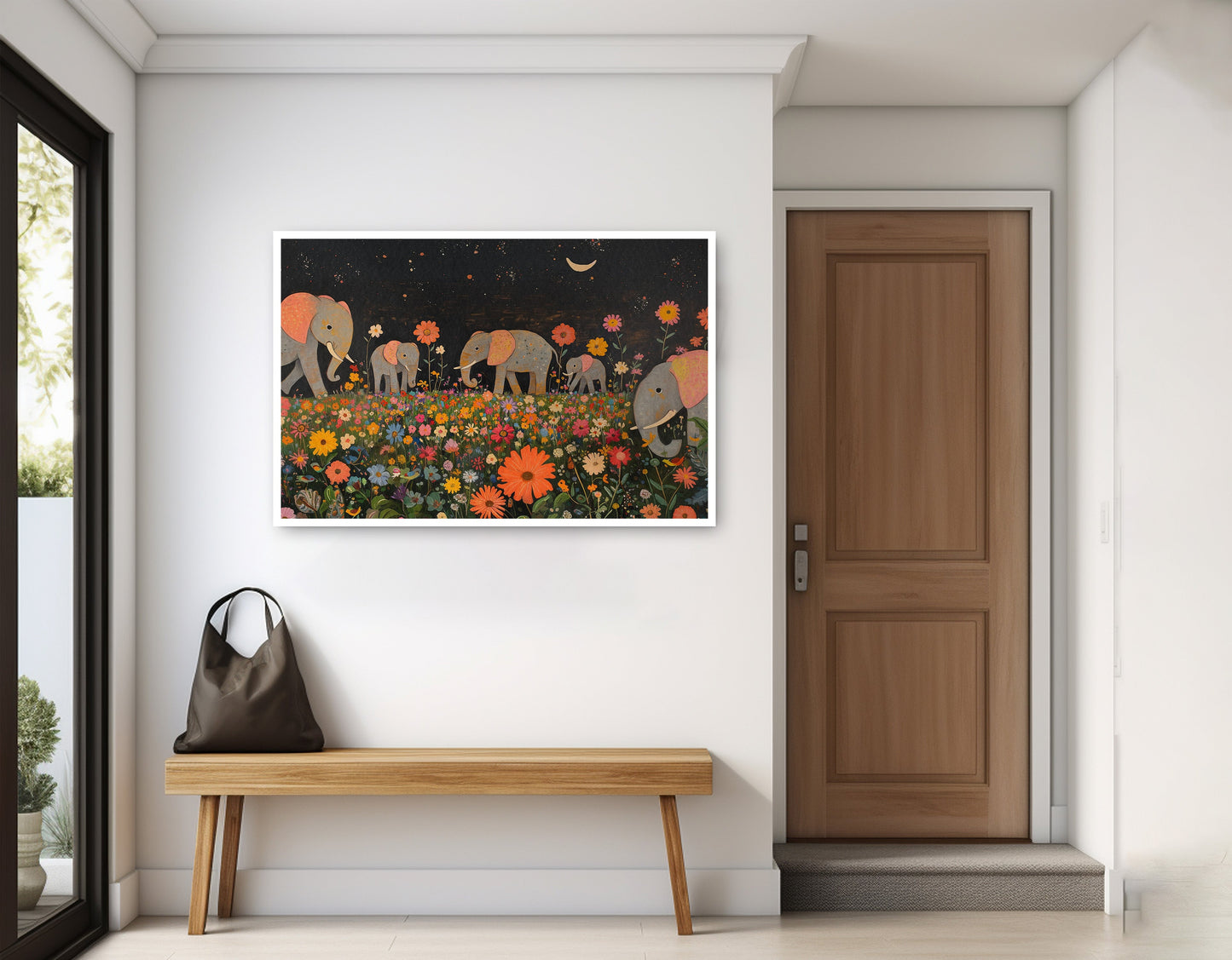 Elephant Family Floral African American canvas print home decor view