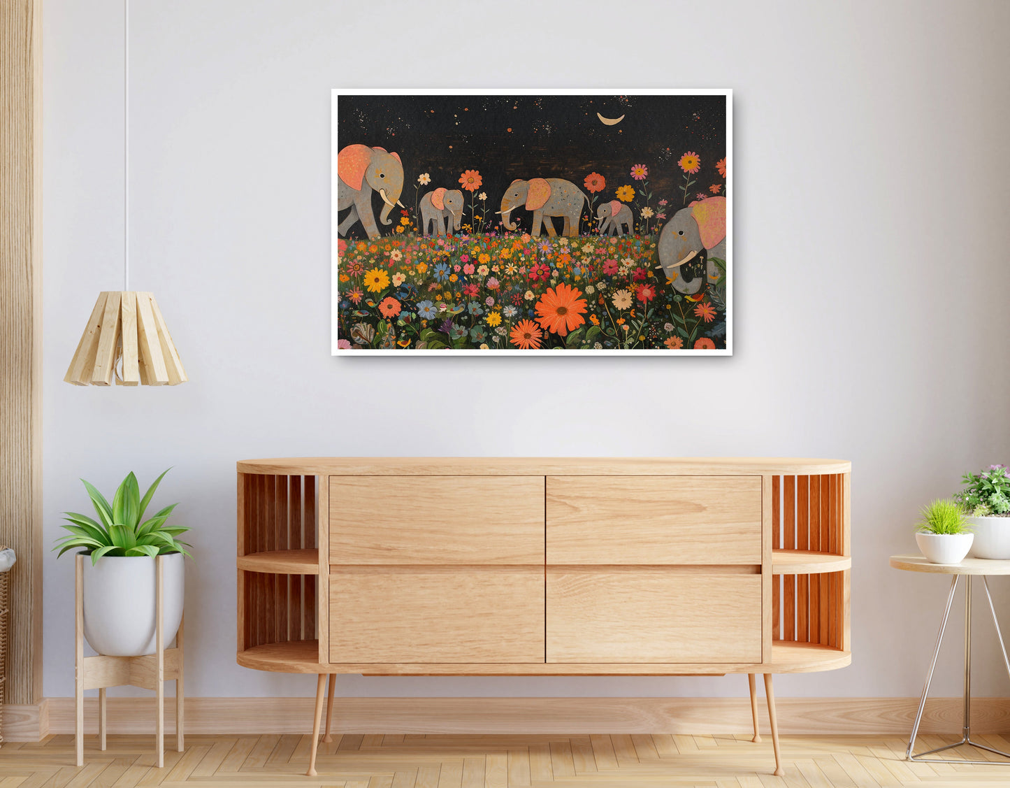 Alternate view of Elephant Family Floral African American canvas print