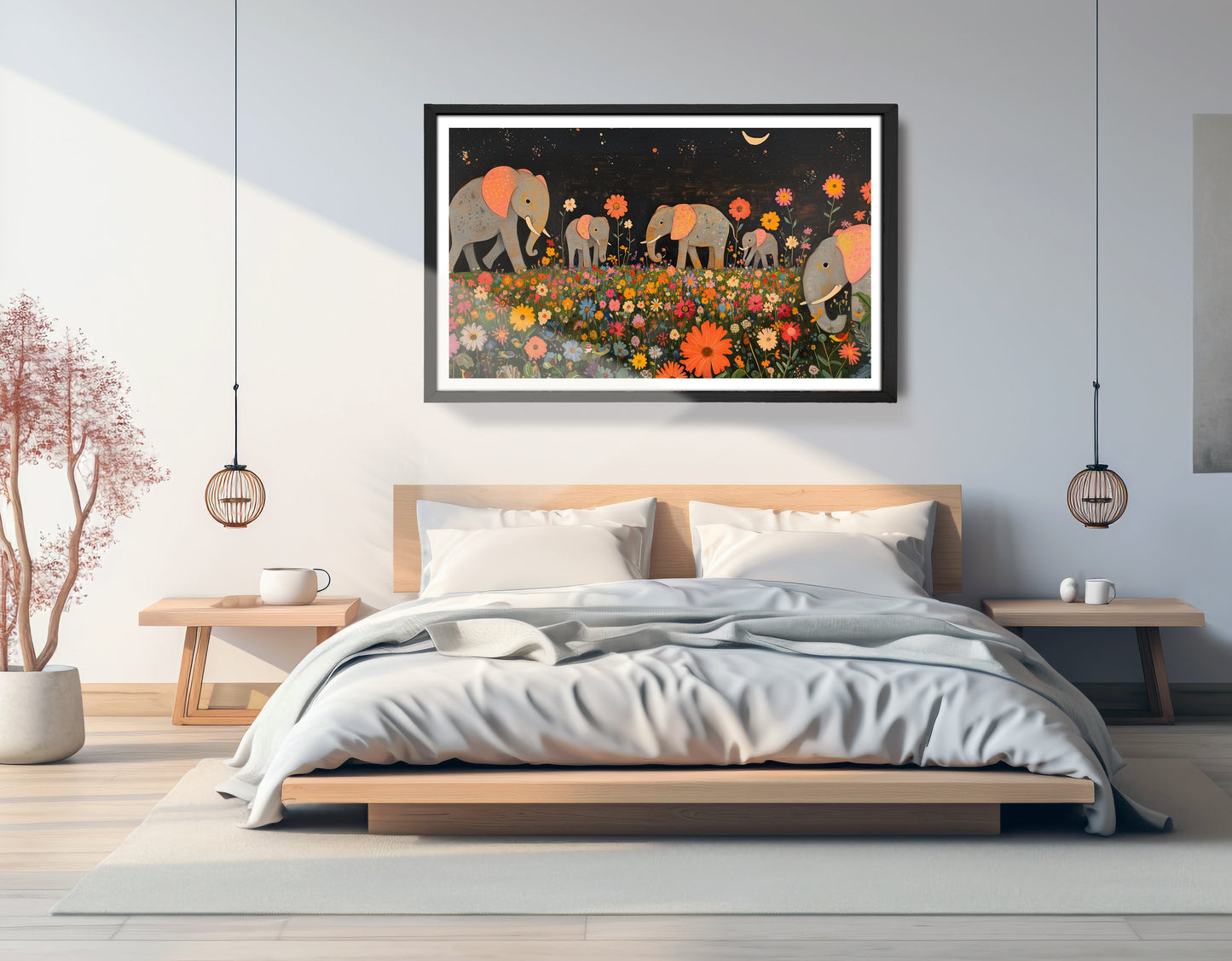 Elephant Family Floral African American canvas print view 69
