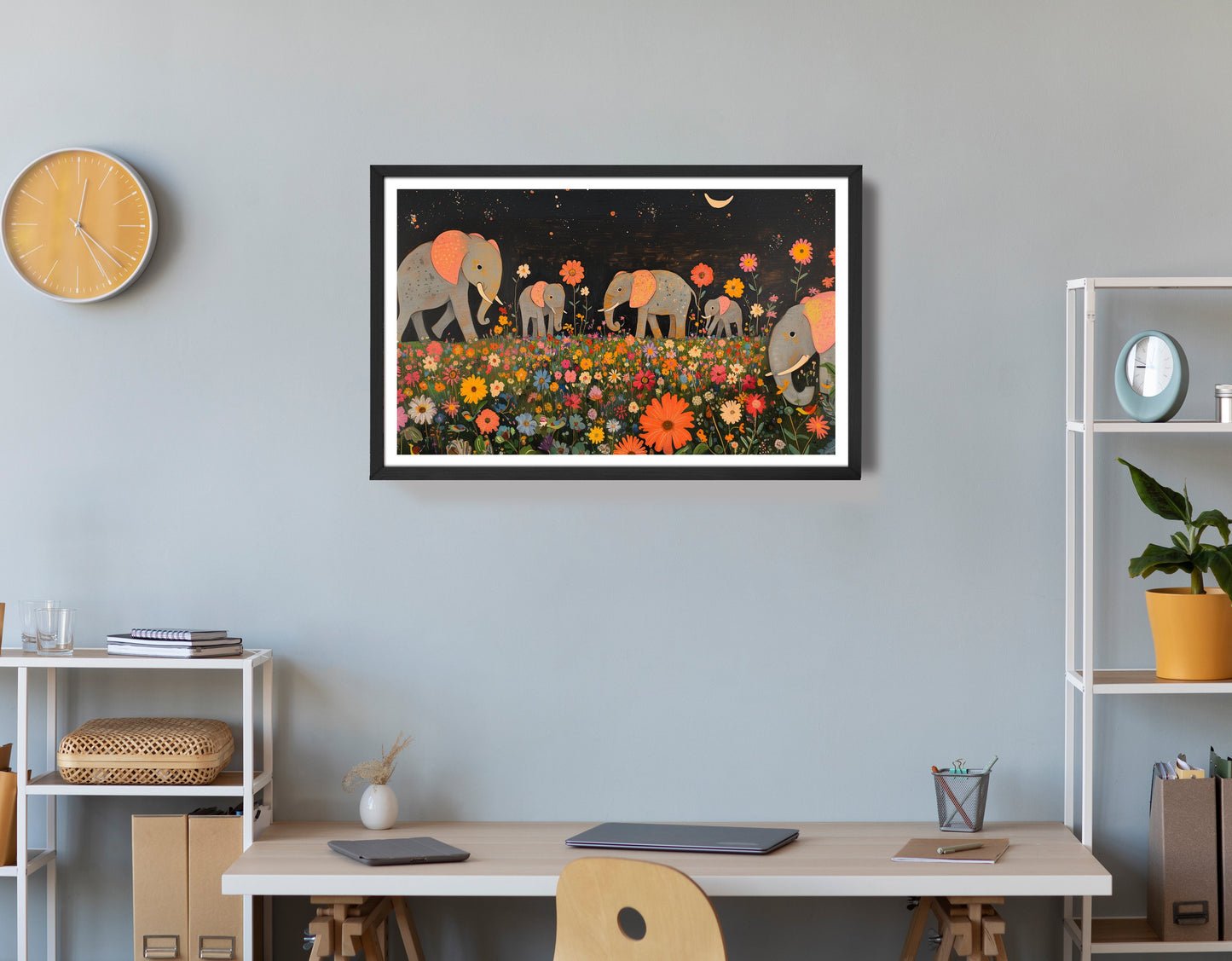 Elephant Family Floral African American canvas print view 72