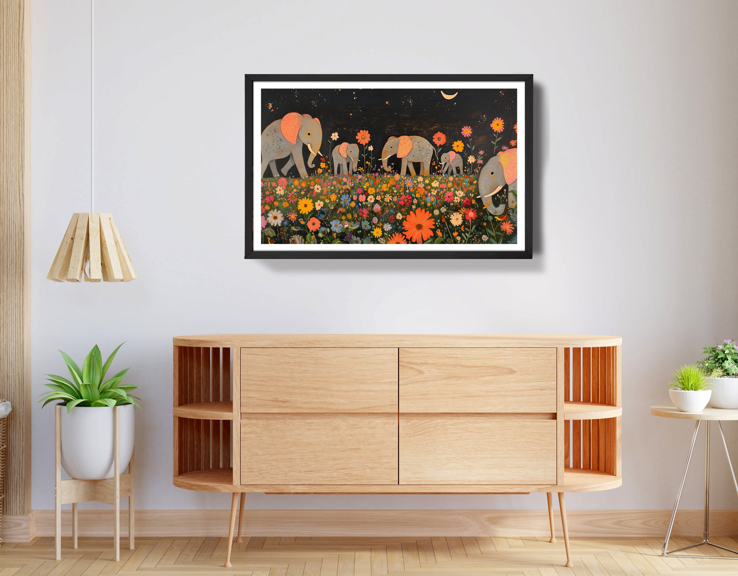 Elephant Family Floral African American canvas print view 68