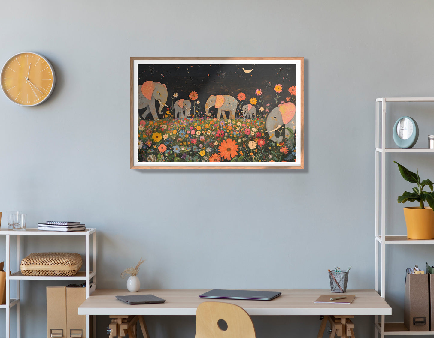 Elephant Family Floral African American canvas print view 84
