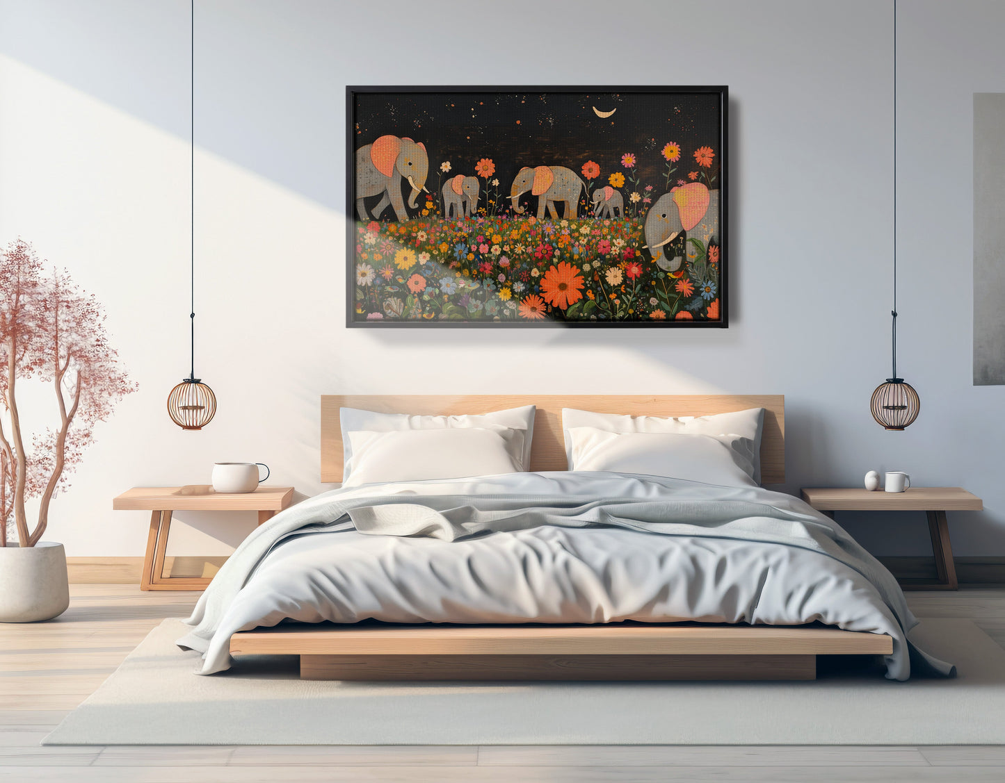 Elephant Family Floral African American canvas print view 27