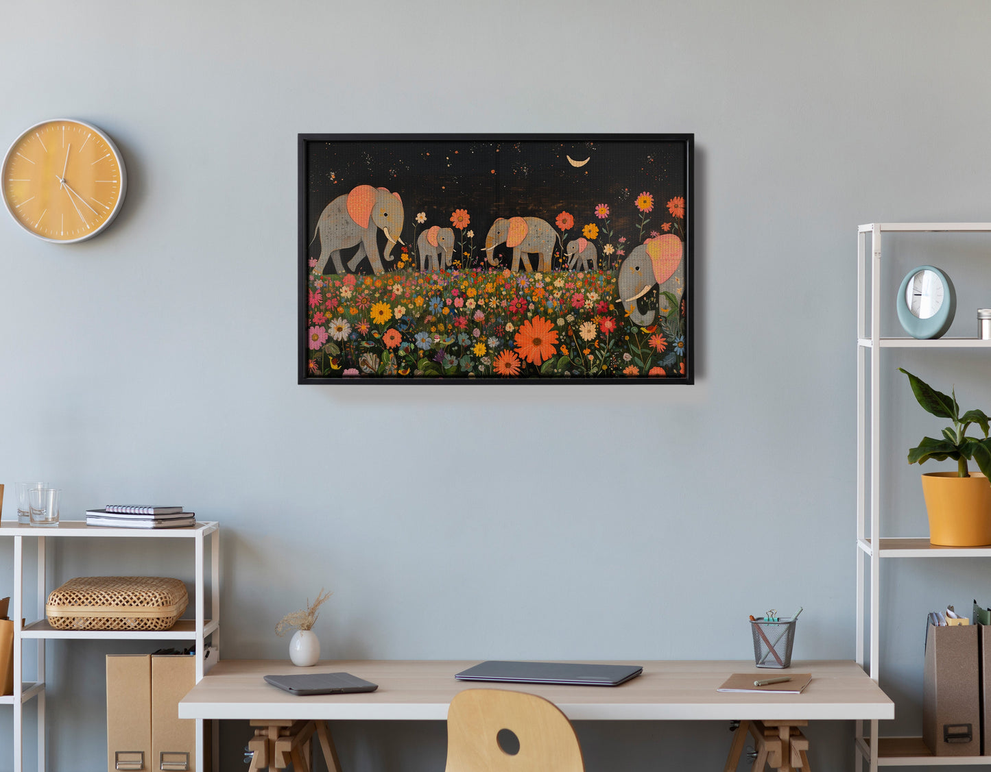 Elephant Family Floral African American canvas print view 30