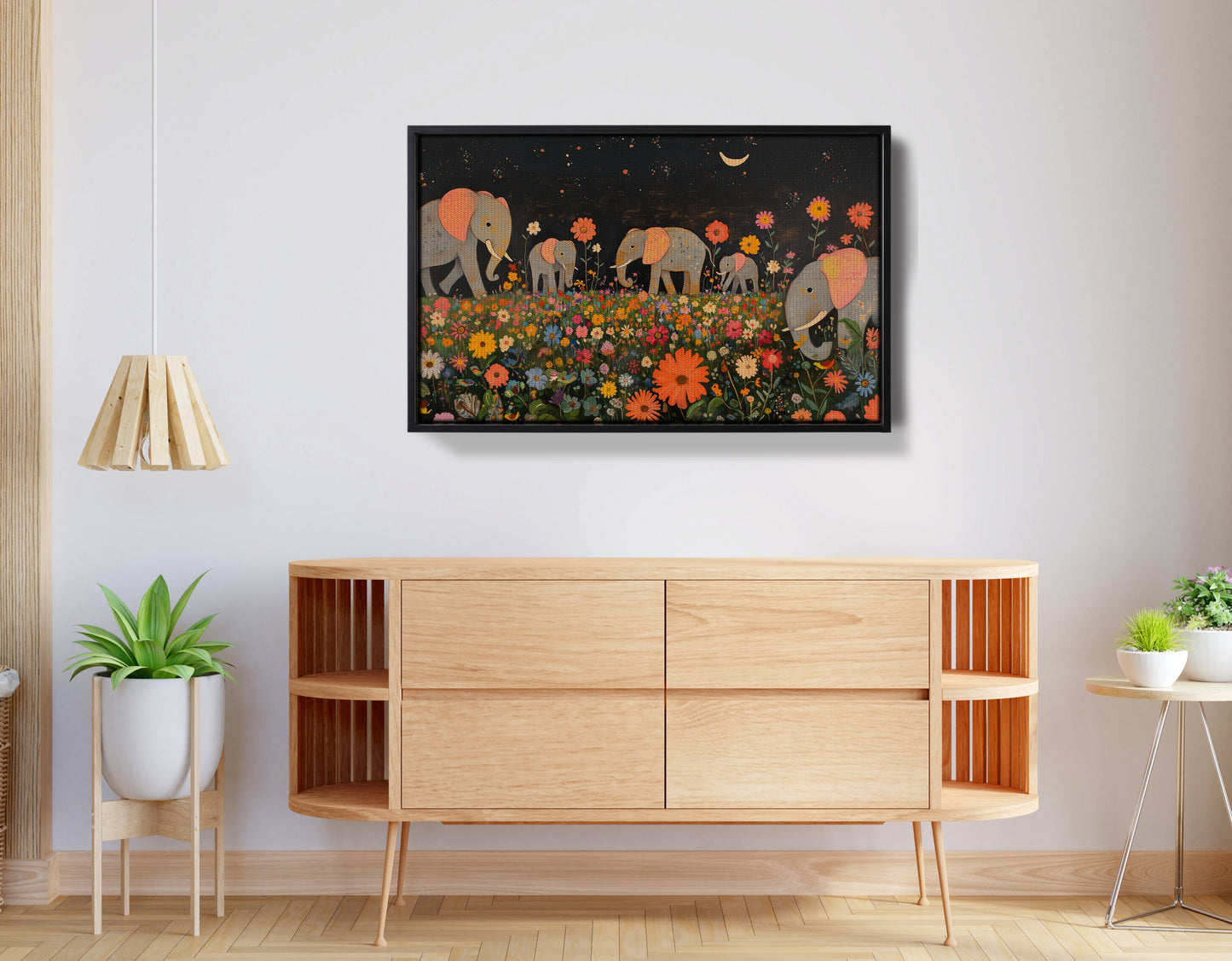 Elephant Family Floral African American canvas print view 26
