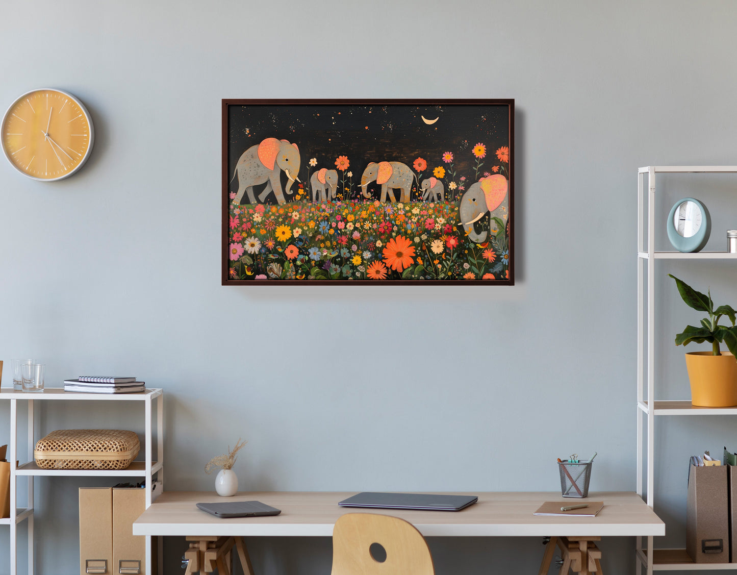 Elephant Family Floral African American canvas print view 36
