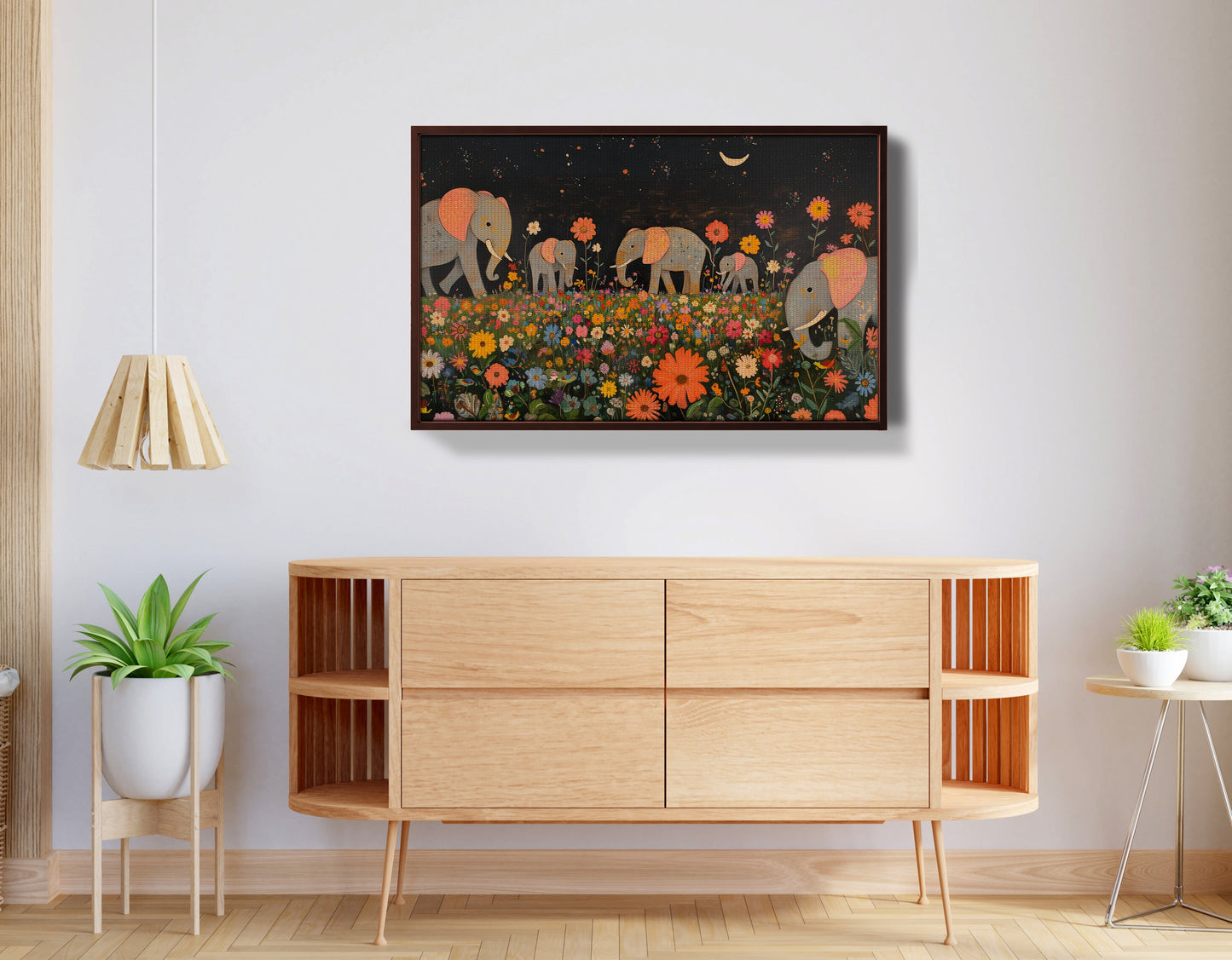 Elephant Family Floral African American canvas print view 32