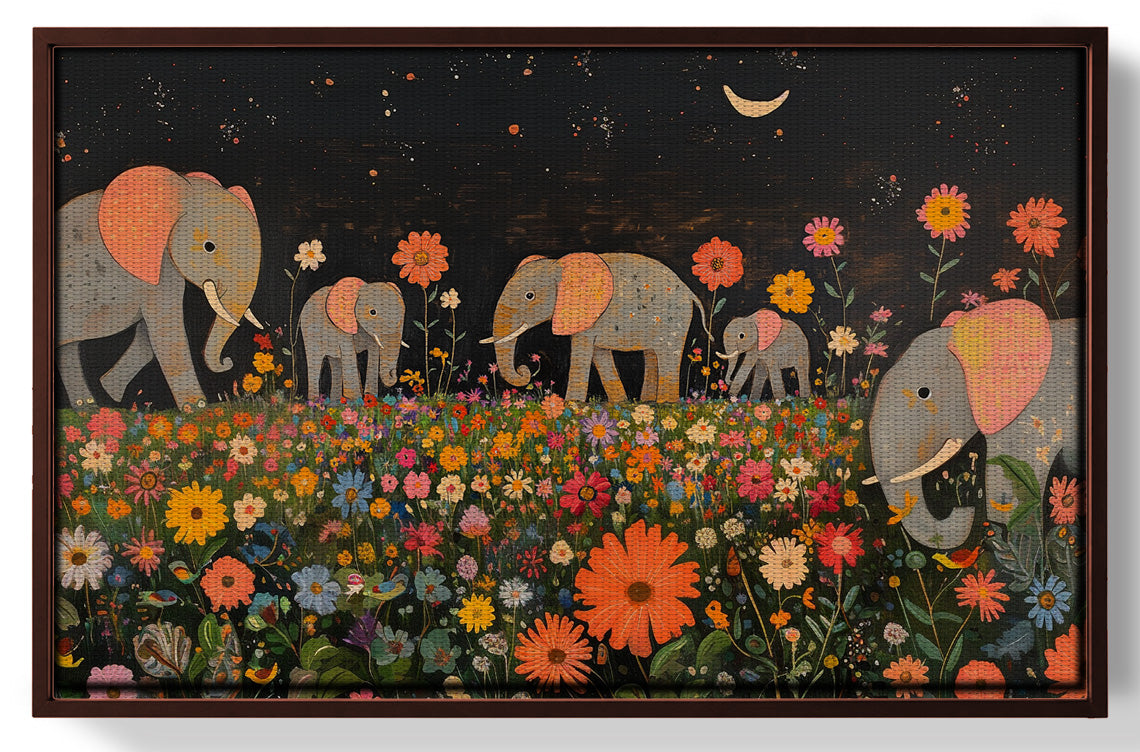Elephant Family Floral African American canvas print view 31
