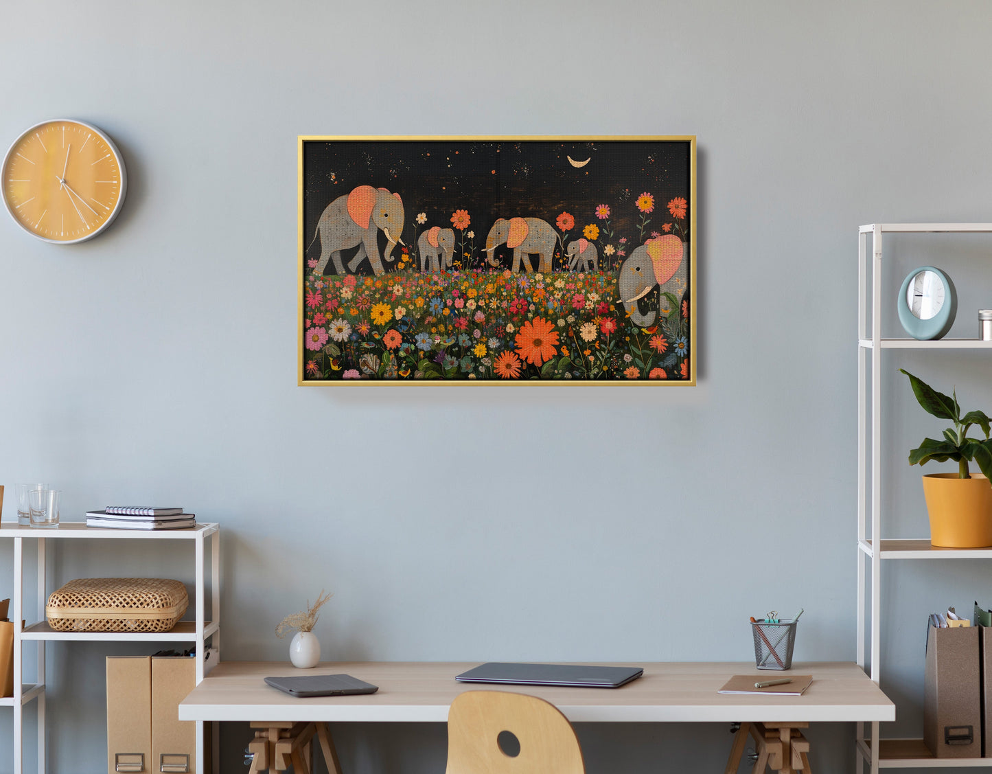 Elephant Family Floral African American canvas print view 42