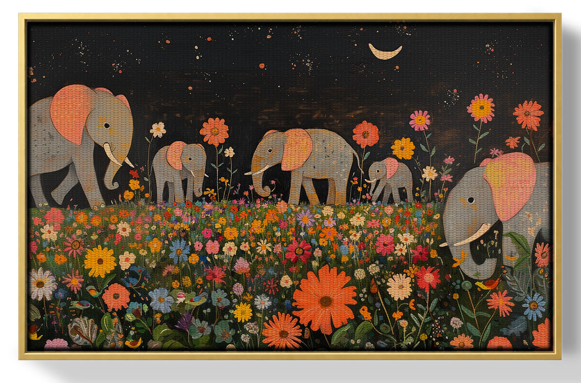 Elephant Family Floral African American canvas print view 37