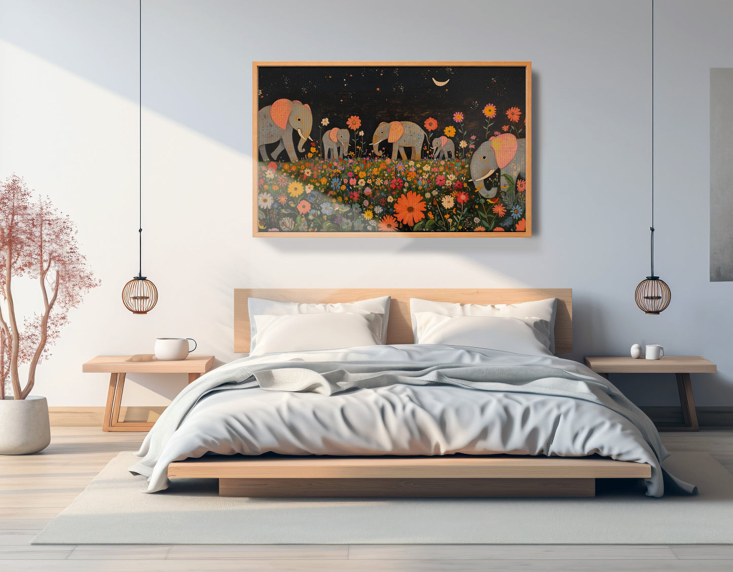 Elephant Family Floral African American canvas print view 45