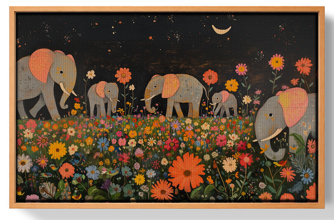 Elephant Family Floral African American canvas print view 43