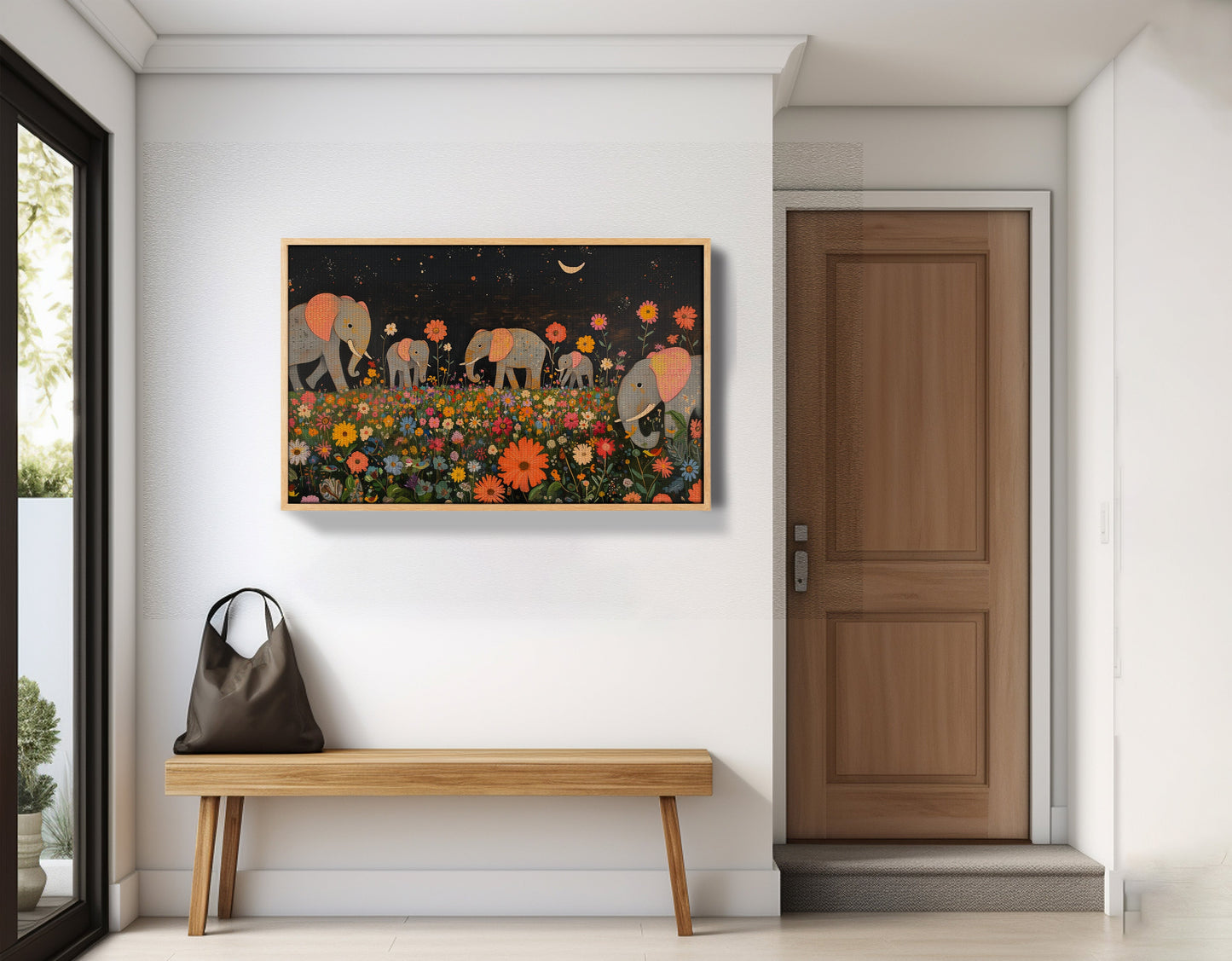 Elephant Family Floral African American canvas print view 53