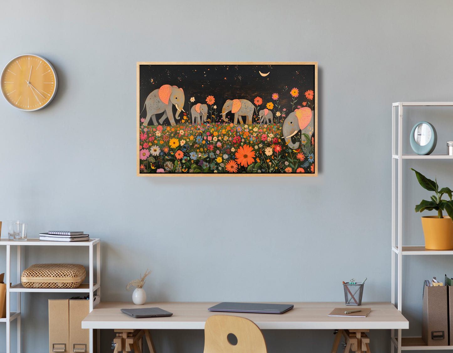 Elephant Family Floral African American canvas print view 54