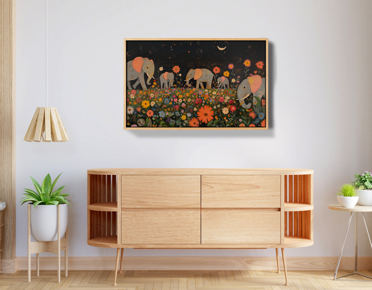 Elephant Family Floral African American canvas print view 50