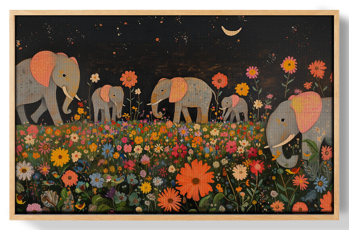 Elephant Family Floral African American canvas print view 49