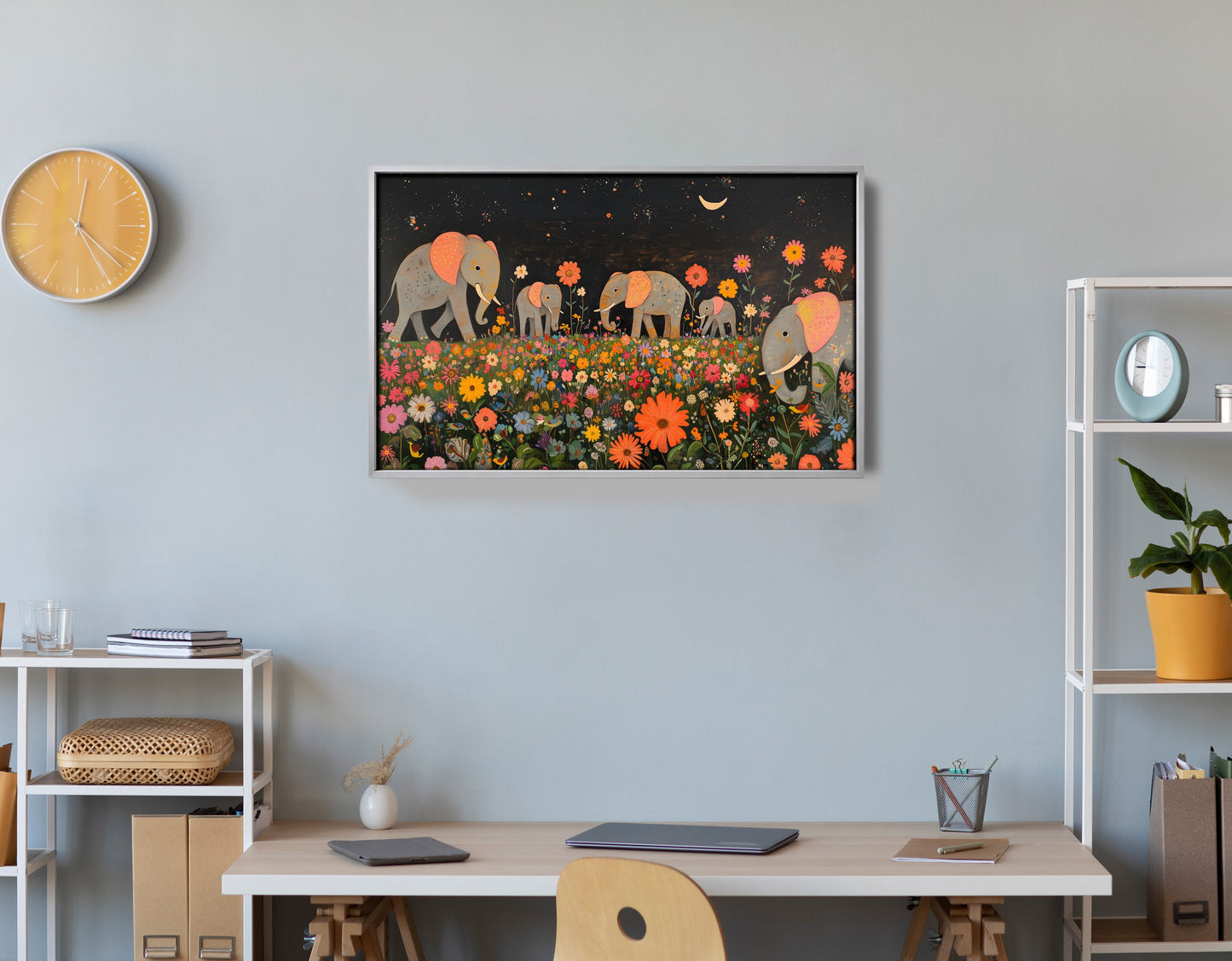 Elephant Family Floral African American canvas print view 60