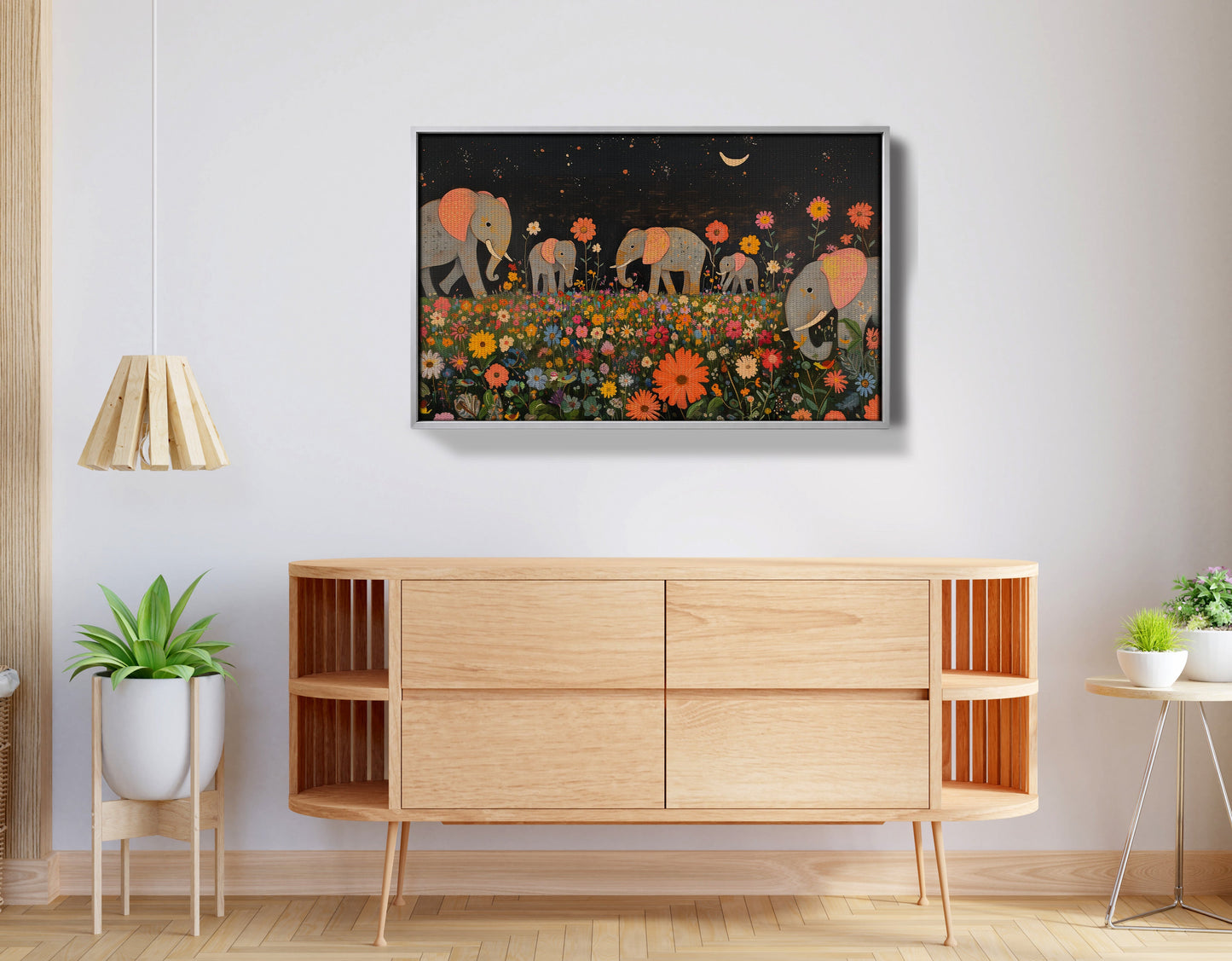 Elephant Family Floral African American canvas print view 56