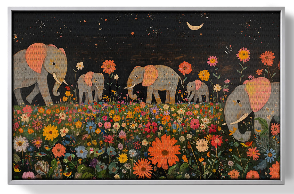 Elephant Family Floral African American canvas print view 55
