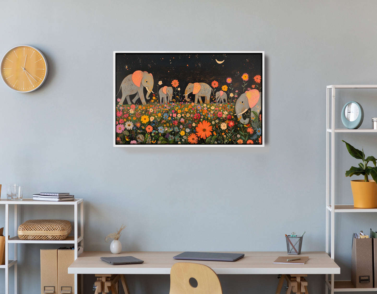 Elephant Family Floral African American canvas print view 66