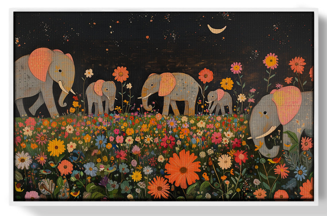 Elephant Family Floral African American canvas print view 61