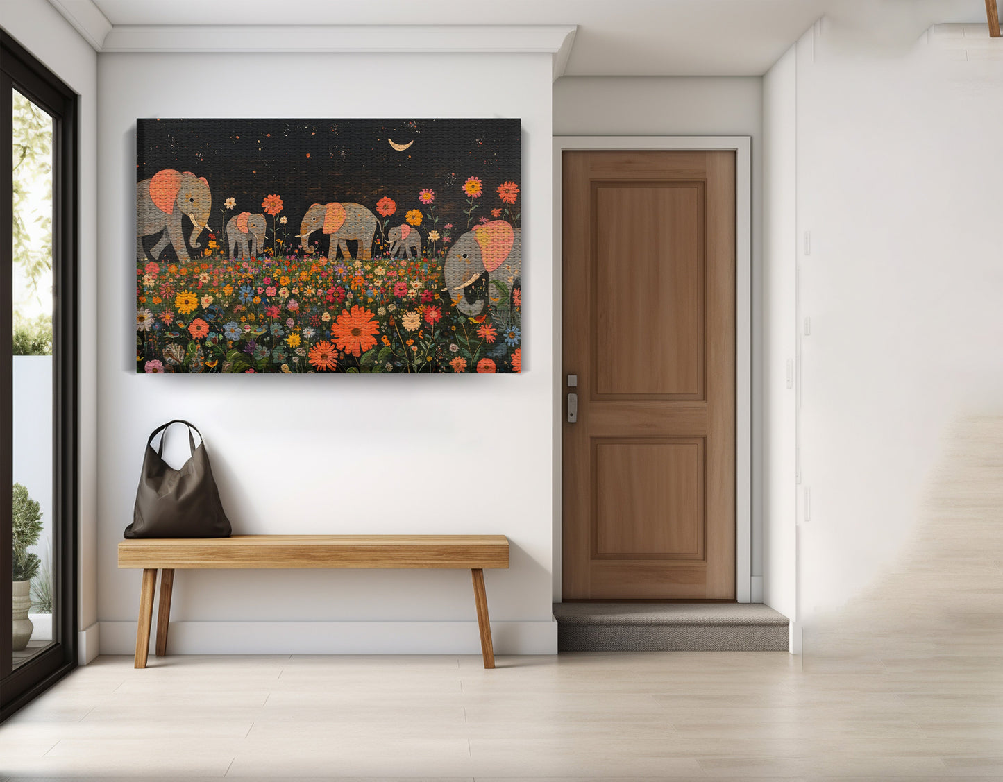 Elephant Family Floral African American canvas print view 17