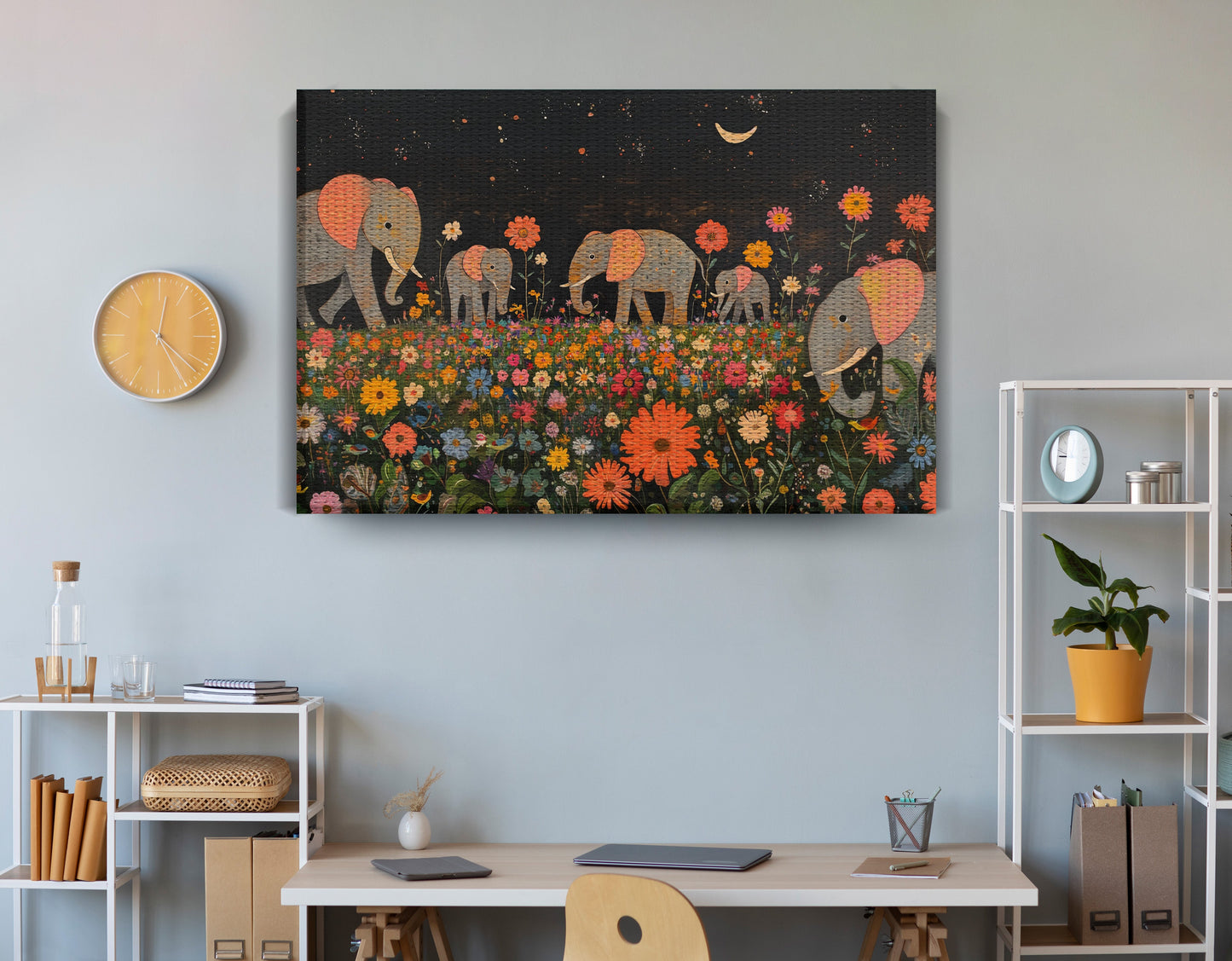 Elephant Family Floral African American canvas print view 18