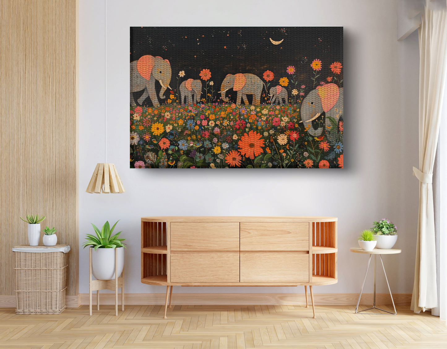 Elephant Family Floral African American canvas print view 14