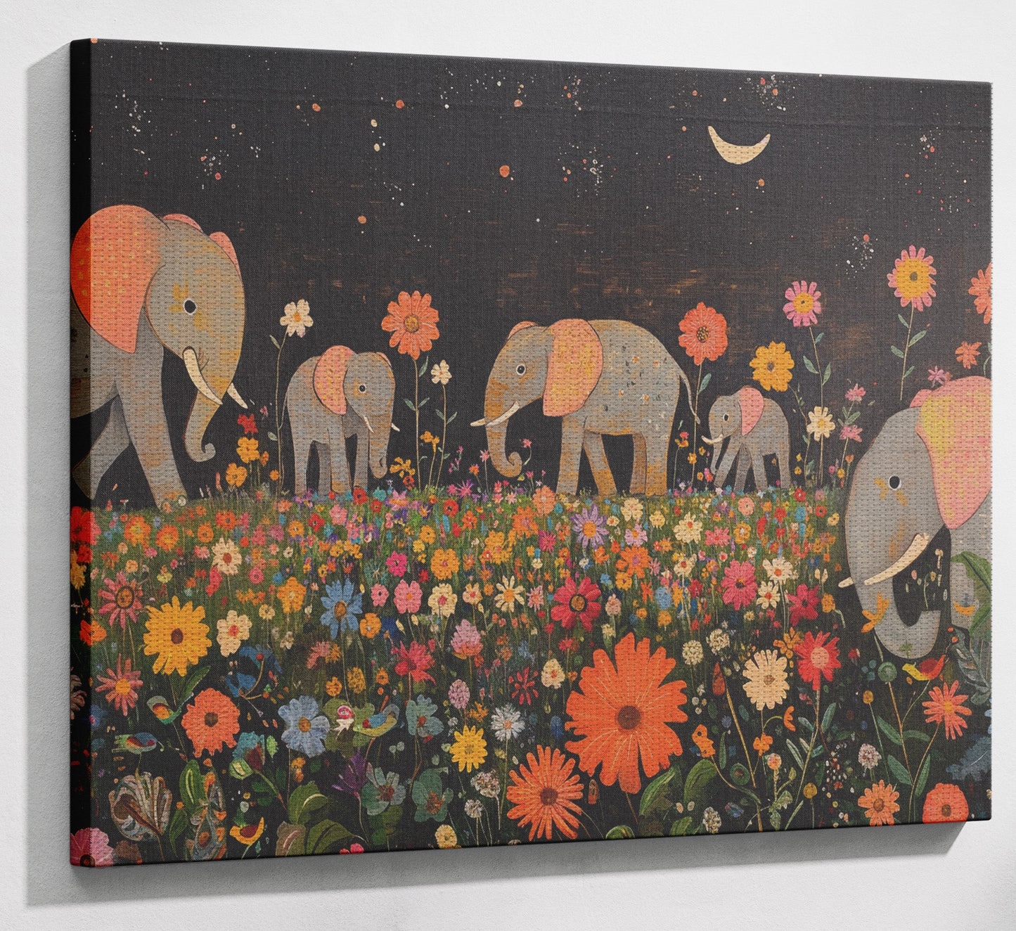 Elephant Family Floral African American canvas print view 13
