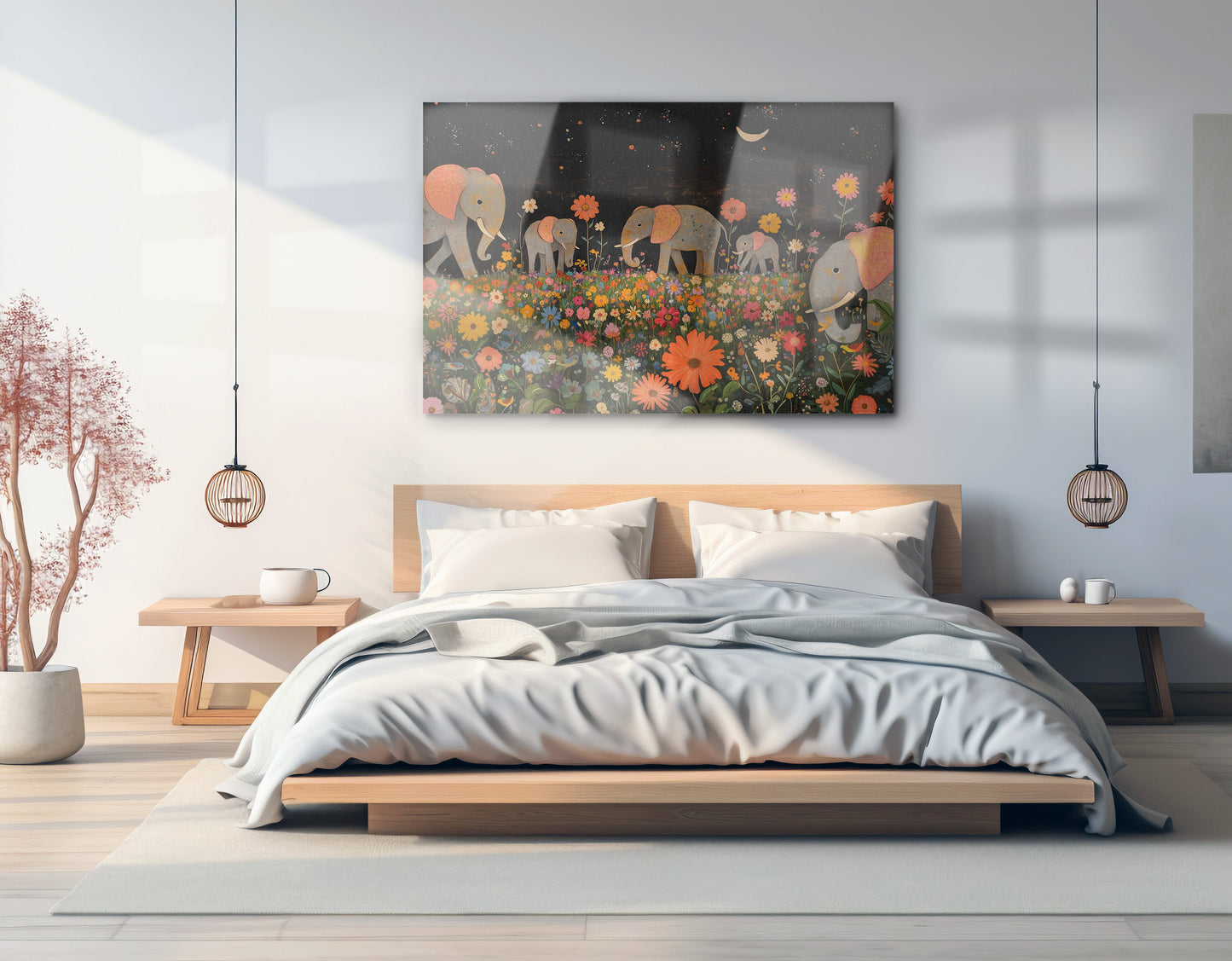 Elephant Family Floral African American canvas print view 21