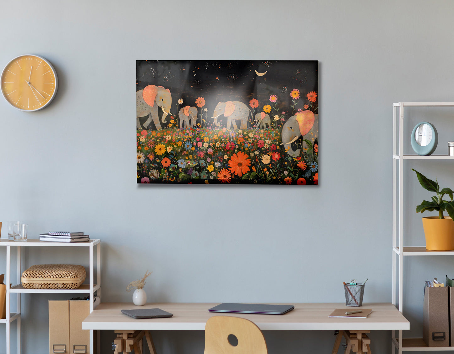 Elephant Family Floral African American canvas print view 24