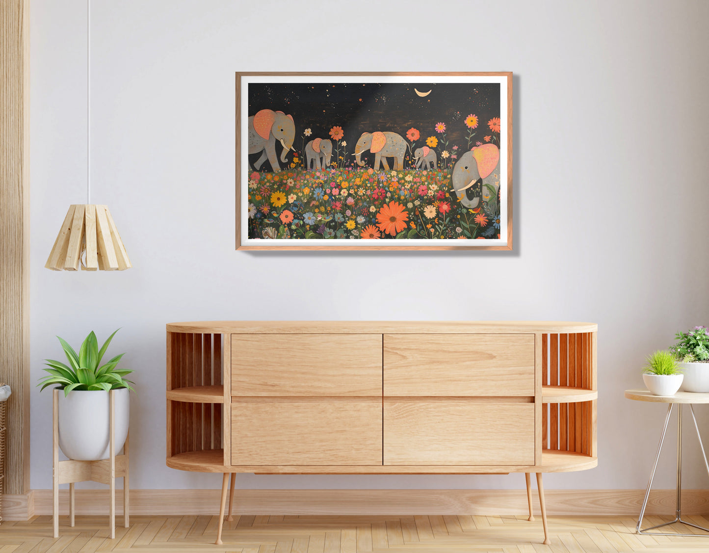 Elephant Family Floral African American canvas print view 80
