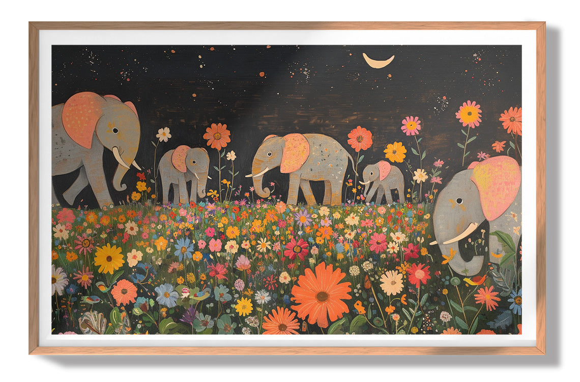 Elephant Family Floral African American canvas print view 79