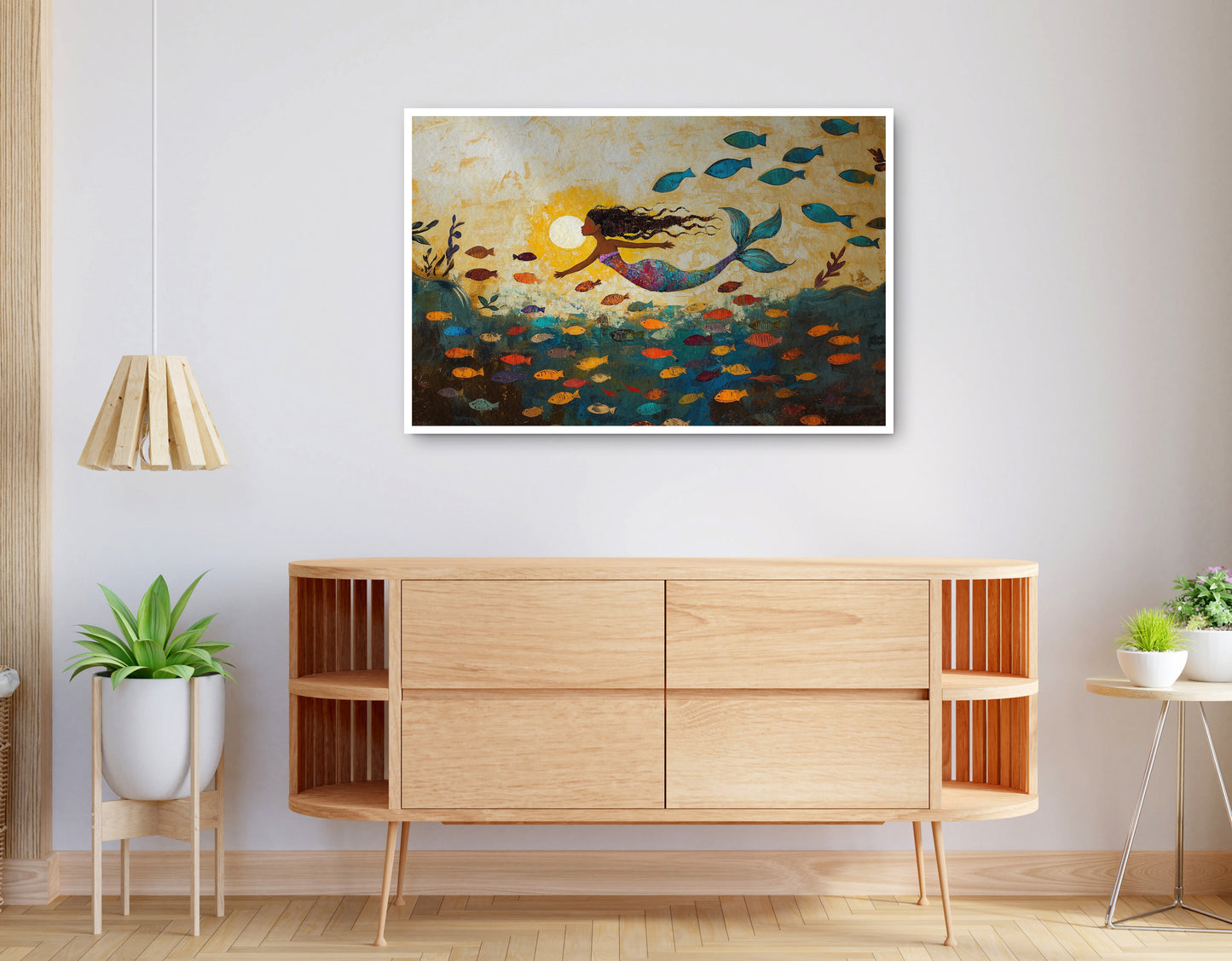 Alternate view of Black Mermaid Ocean Sunset Caribbean wall art canvas print